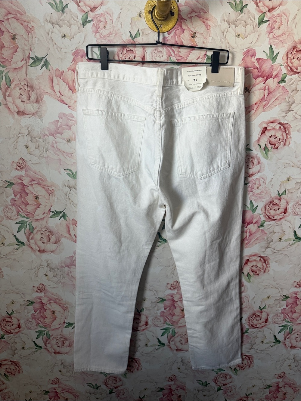 NWT Charlotte High Rise Straight In Soft White Denim Jeans Pants size 12 31 - Picture 7 of 8